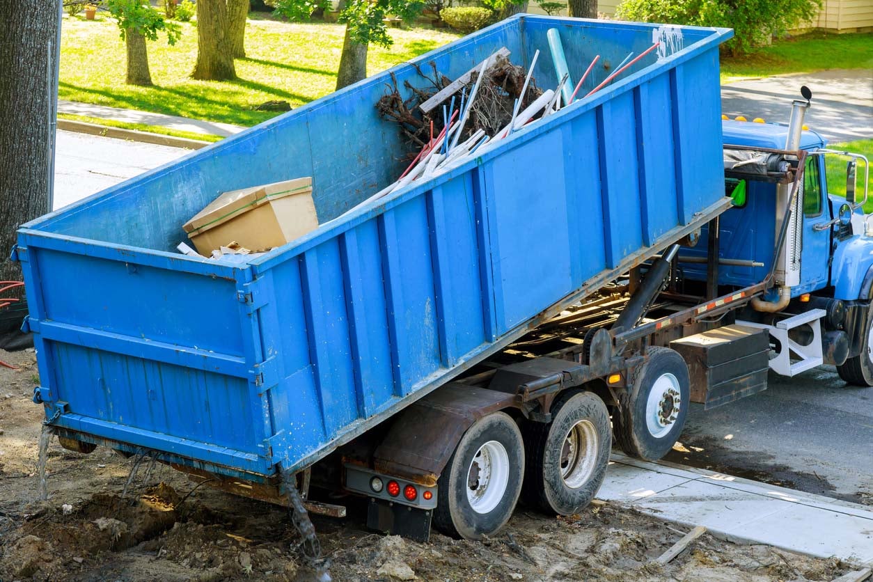 truck transporting recyclables to recycling center